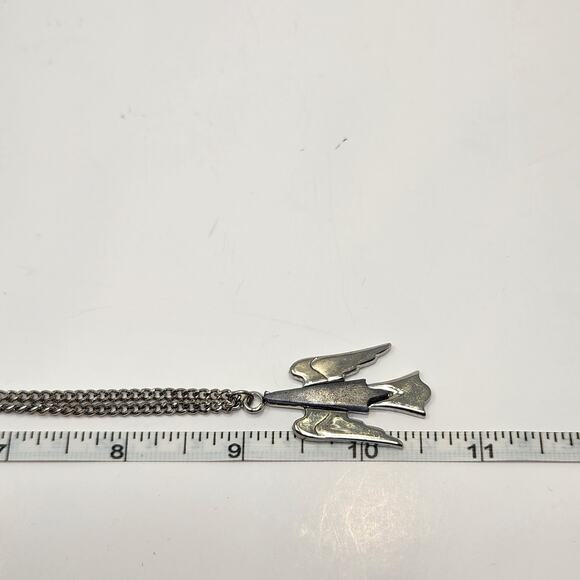 Thunderbird Silver Tone Pendant Chain Necklace Abstract Tribal Southwestern - Picture 4 of 4